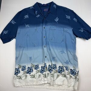 Vintage Pendleton Men’s L Floral Button Up Shirt Blue Ombre Hawaiian Style